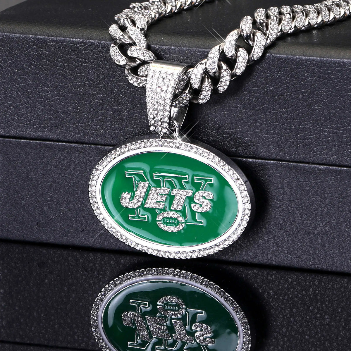 Football Logo Pendant Necklace with Cuban Chain