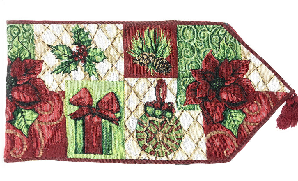 Holiday Tidings Poinsettia Christmas Table Runner