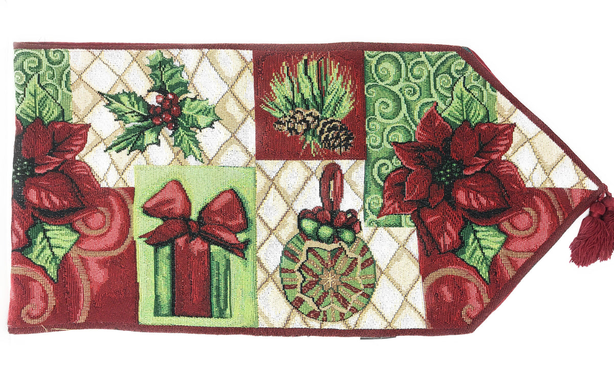 Holiday Tidings Poinsettia Christmas Table Runner