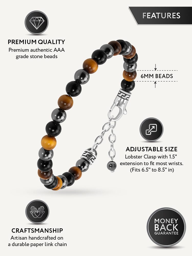 Triple Protection Gemstone Beaded Bracelet – Chain Fit