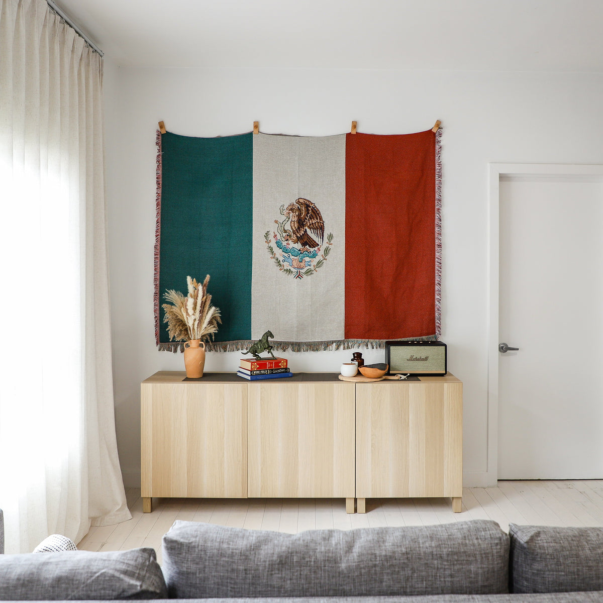 CEIBO HOUSE Mexico Flag Woven Cotton-Blend Throw Blanket