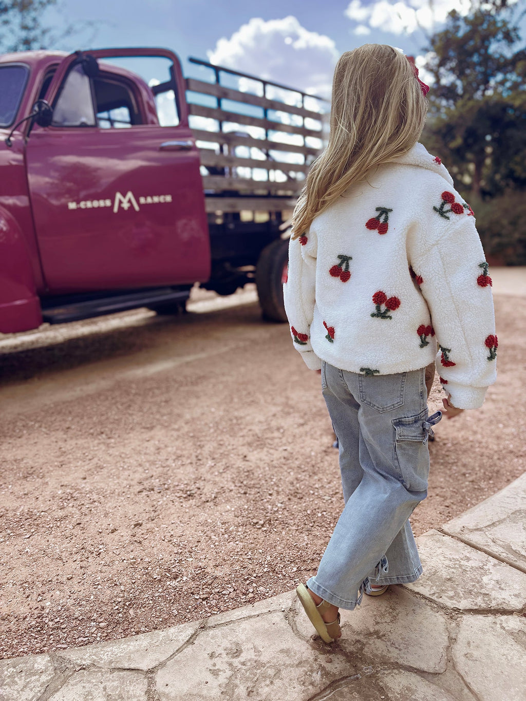 Girls’ Cherry Plush Zip-Up Winter Jacket