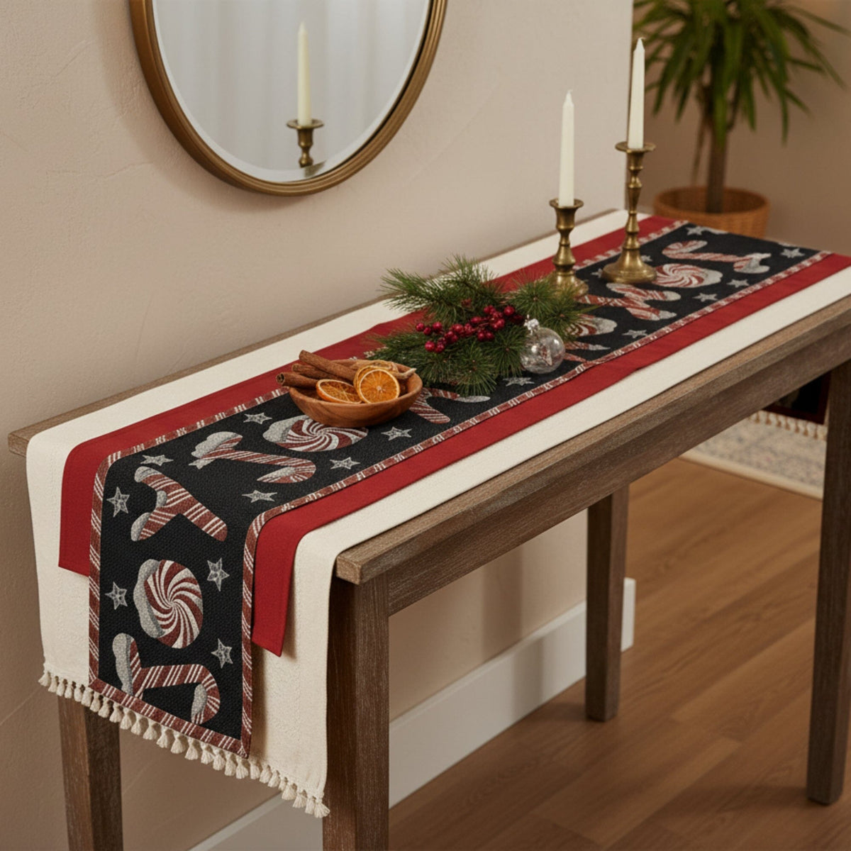 Peppermint Joy Christmas Table Runner