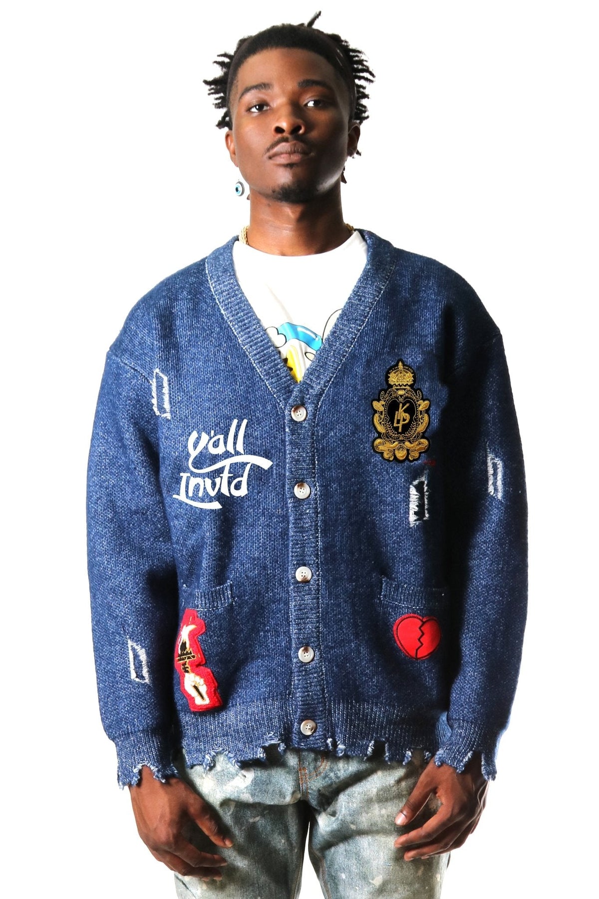 MAINZ Men's Embroidered Patch Cardigan