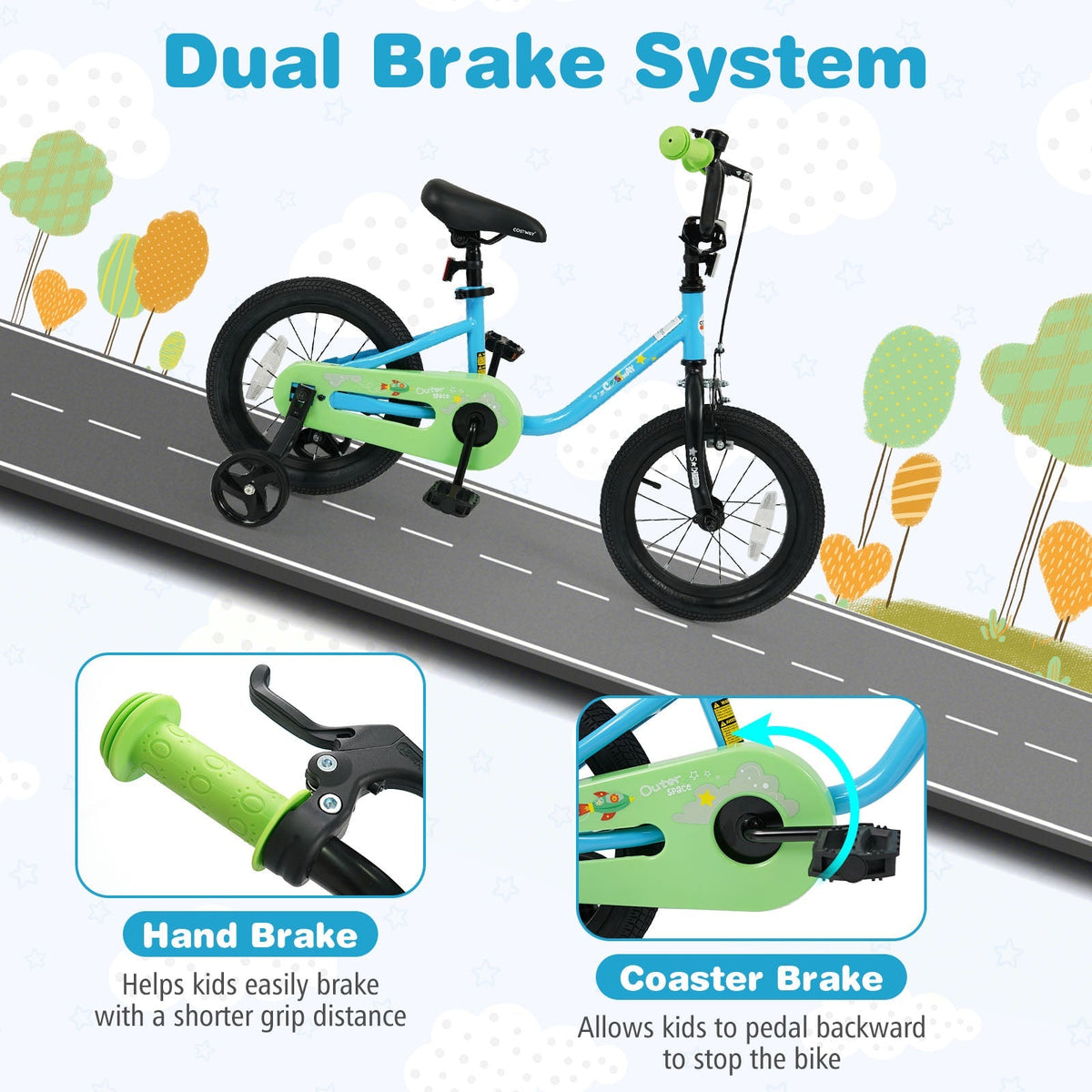 Kids' Bicycle – Blue, 12/14/16-Inch Options