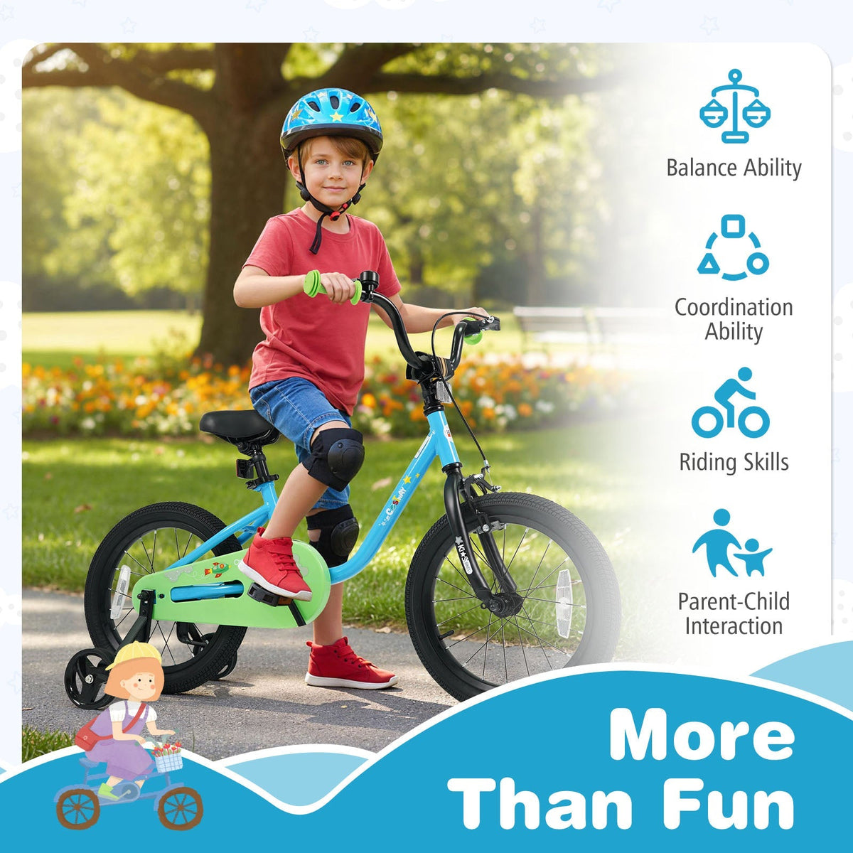 Kids' Bicycle – Blue, 12/14/16-Inch Options