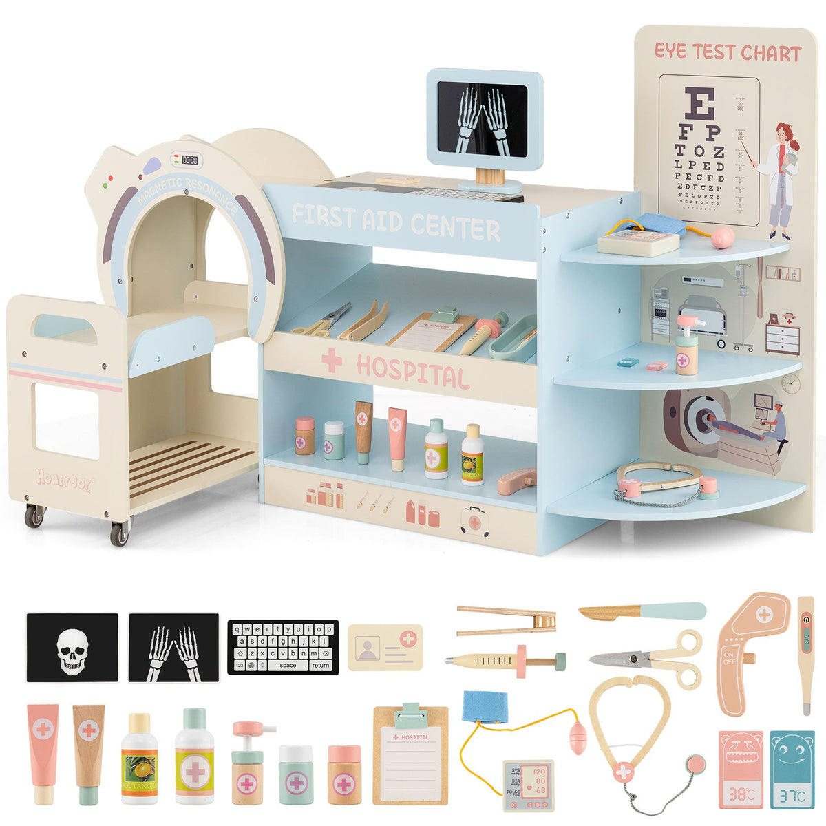 Kids' Wooden Doctor Pretend Play Hospital Set