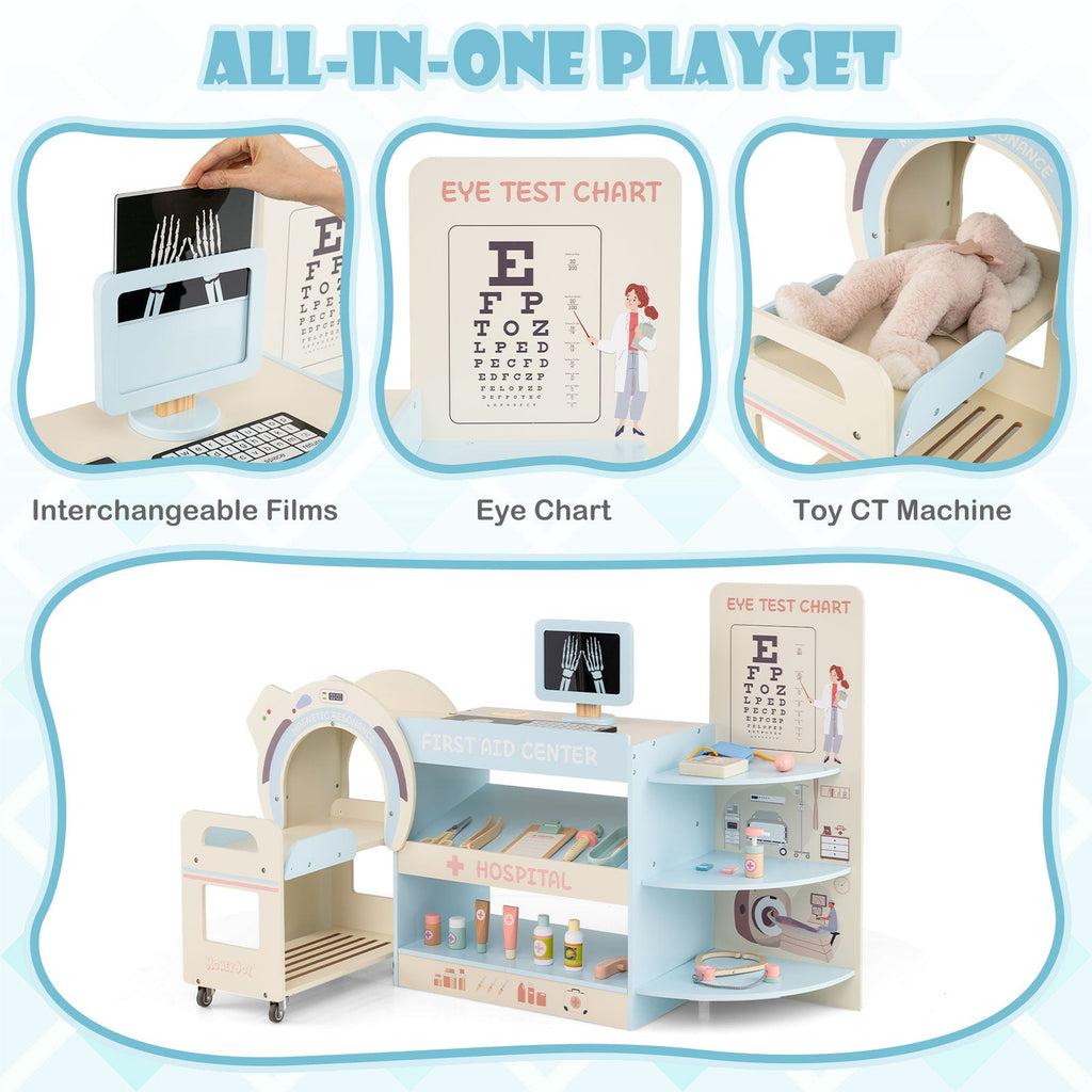 Kids' Wooden Doctor Pretend Play Hospital Set