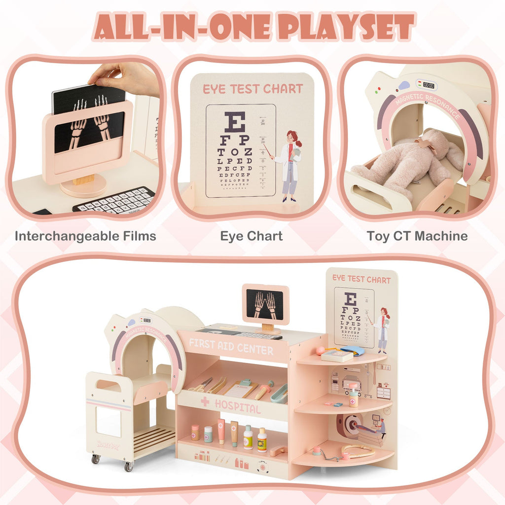 Kids' Wooden Doctor Pretend Play Hospital Set