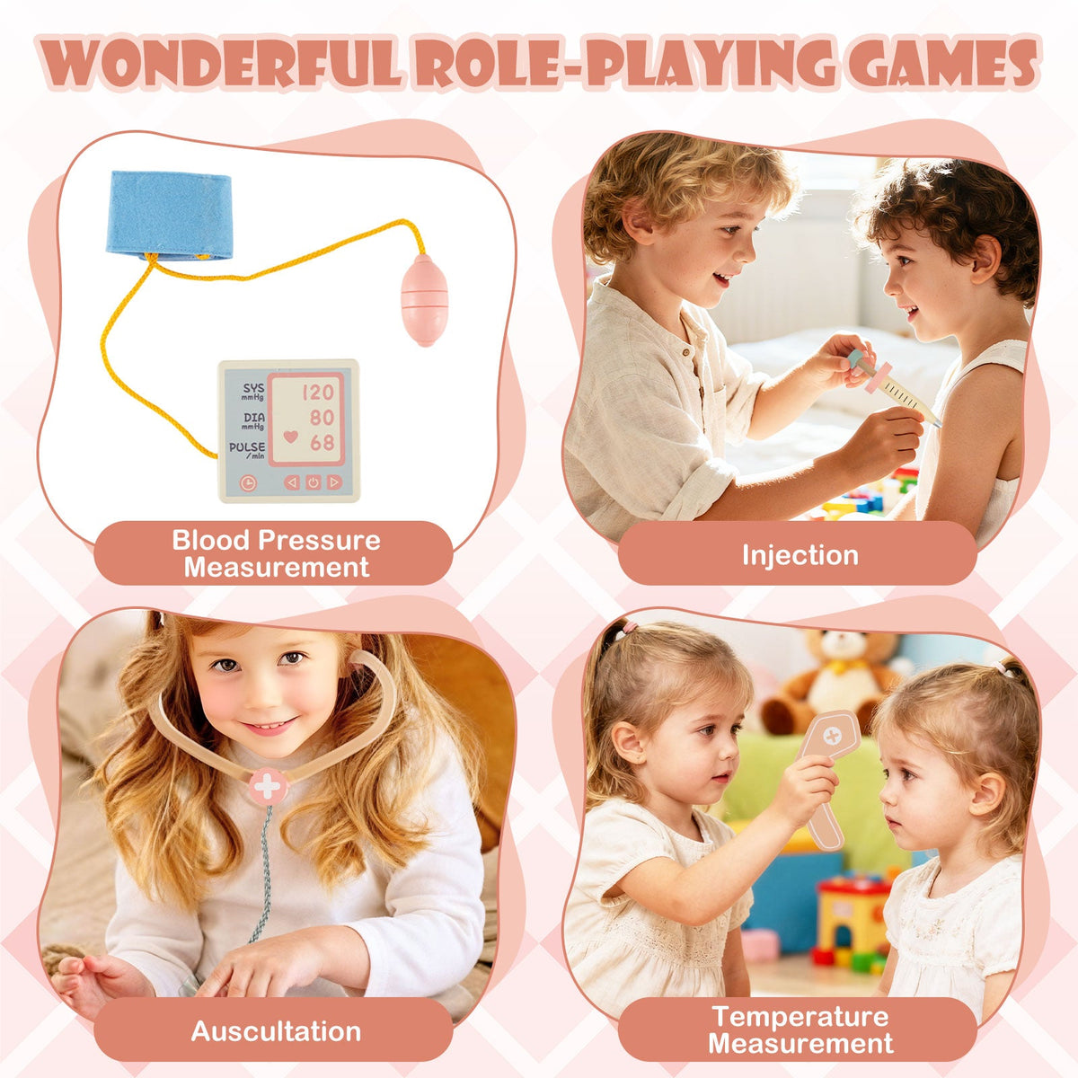 Kids' Wooden Doctor Pretend Play Hospital Set