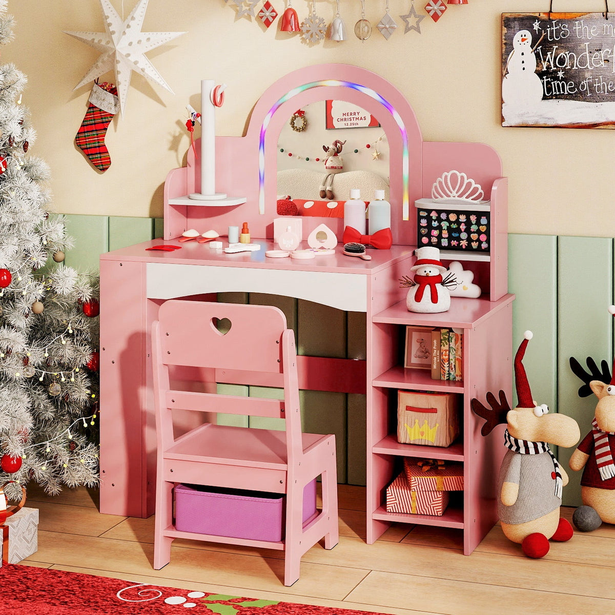 Kids' LED Light-Up Vanity Table & Chair Set