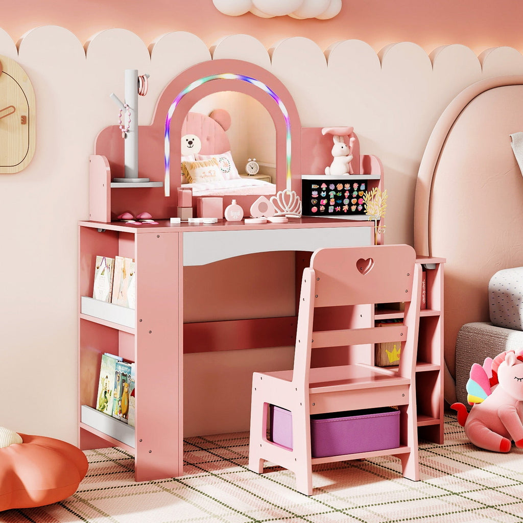 Kids' LED Light-Up Vanity Table & Chair Set