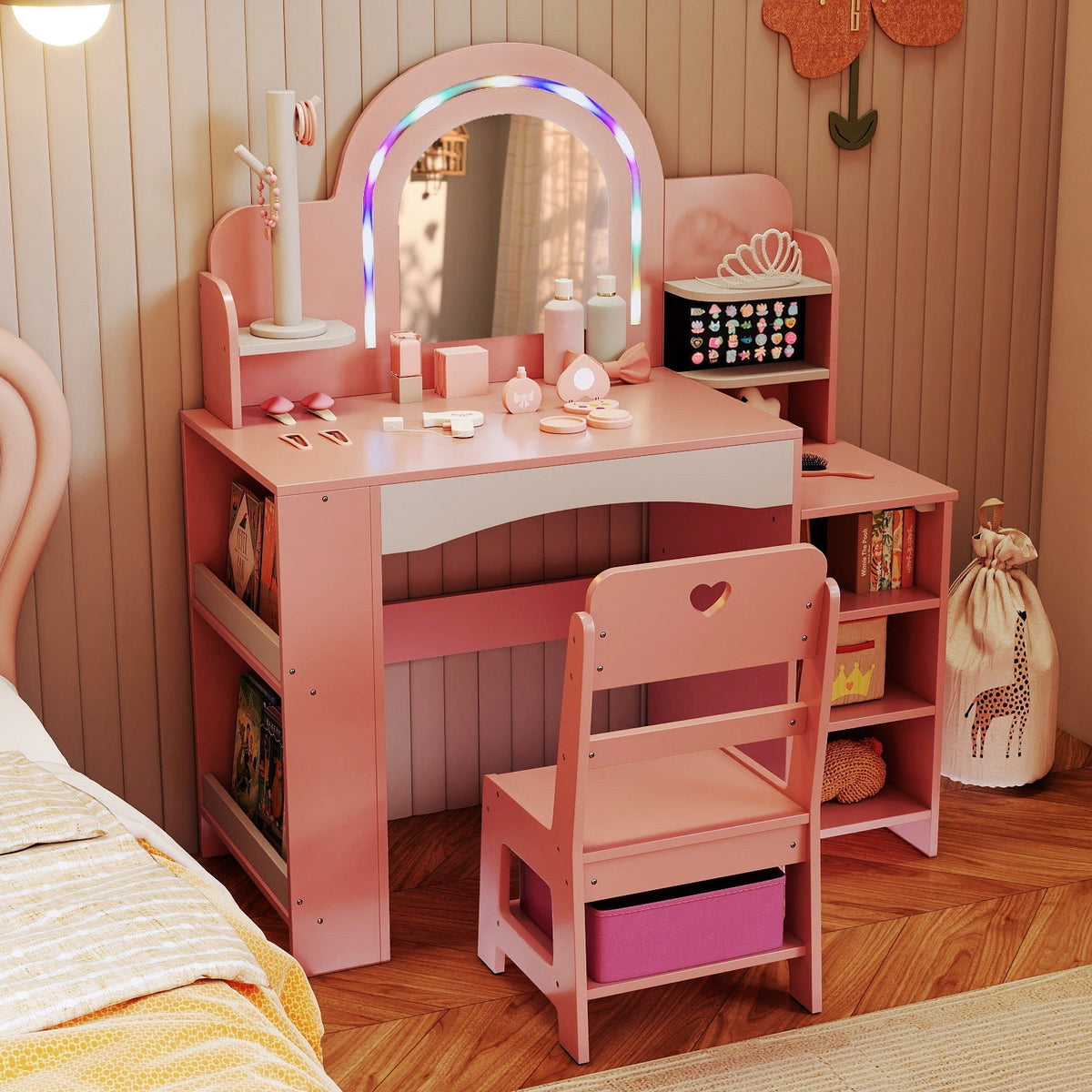 Kids' LED Light-Up Vanity Table & Chair Set