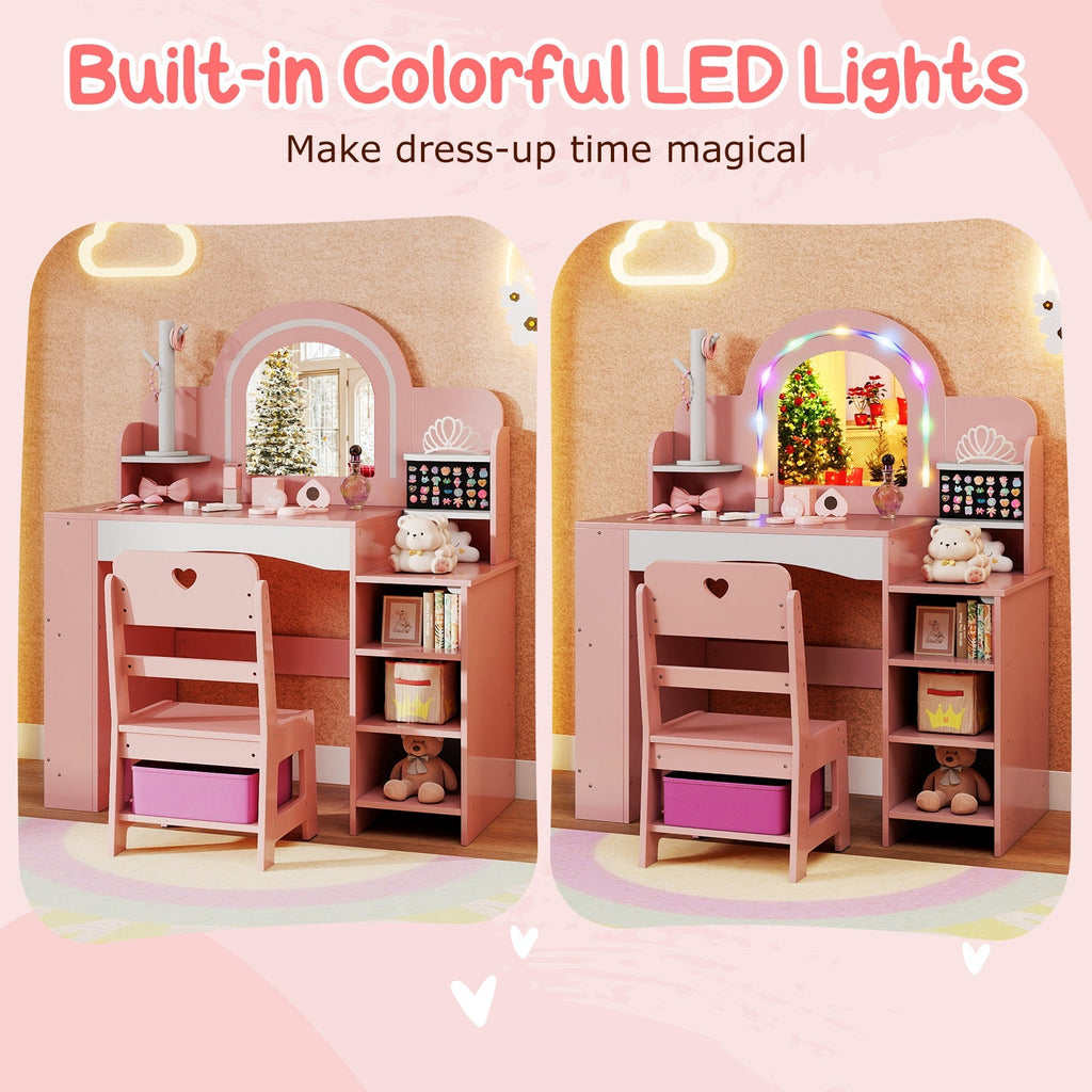 Kids' LED Light-Up Vanity Table & Chair Set
