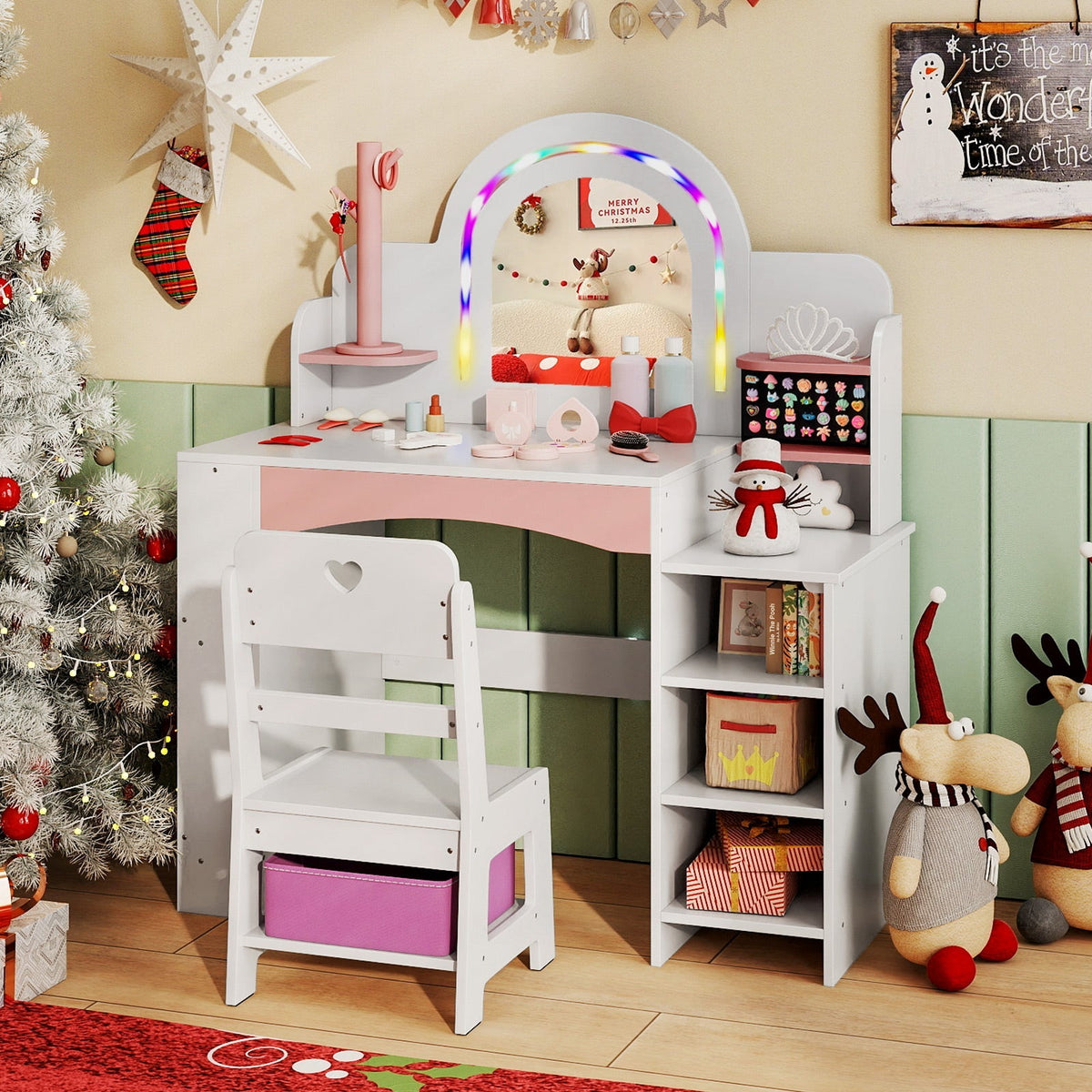 Kids' LED Light-Up Vanity Table & Chair Set