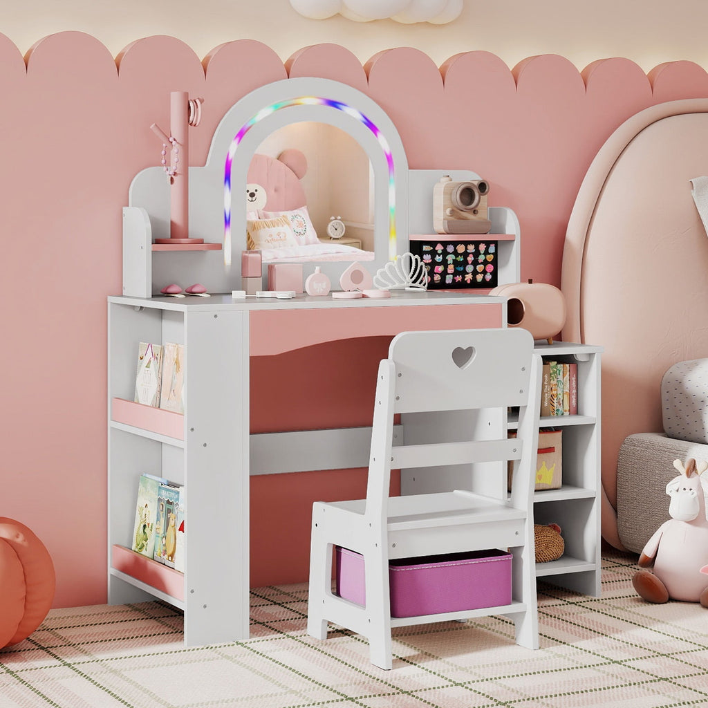 Kids' LED Light-Up Vanity Table & Chair Set