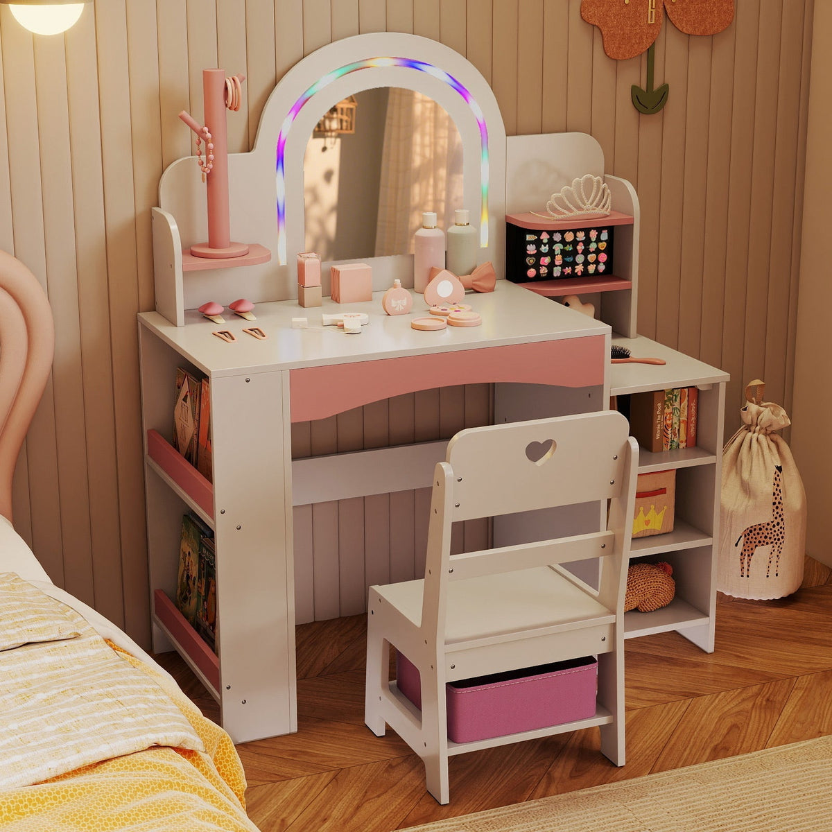 Kids' LED Light-Up Vanity Table & Chair Set