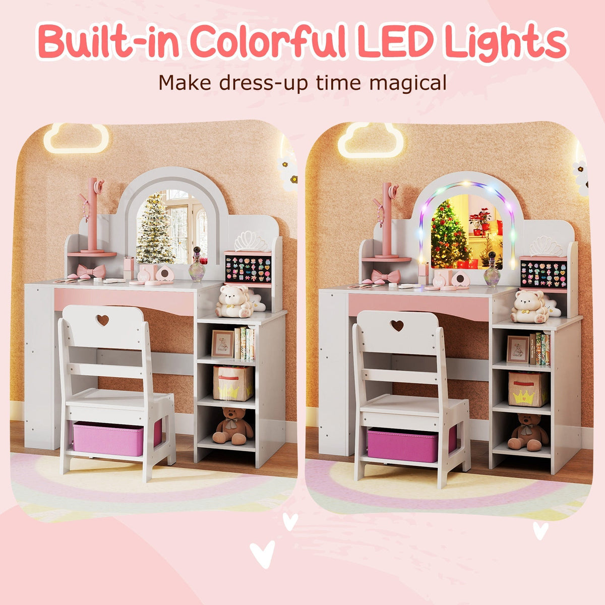 Kids' LED Light-Up Vanity Table & Chair Set