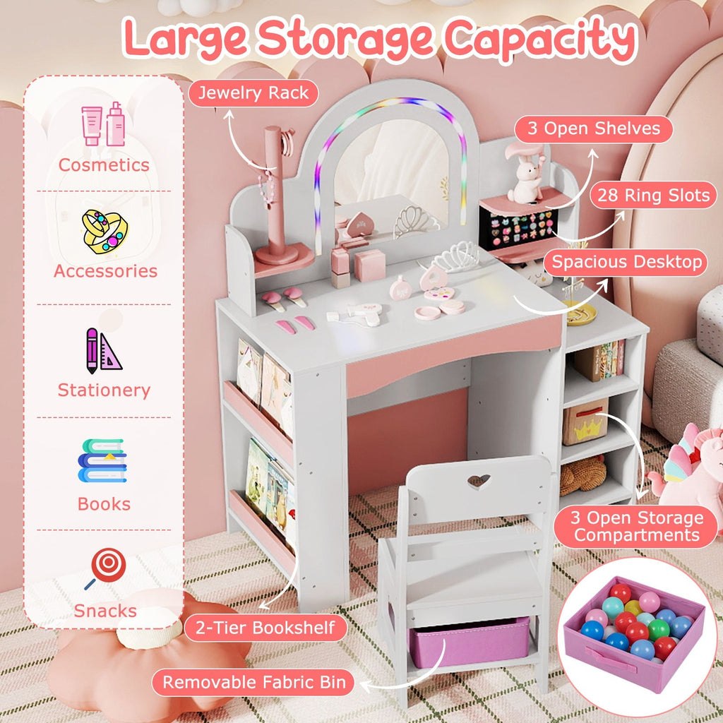 Kids' LED Light-Up Vanity Table & Chair Set