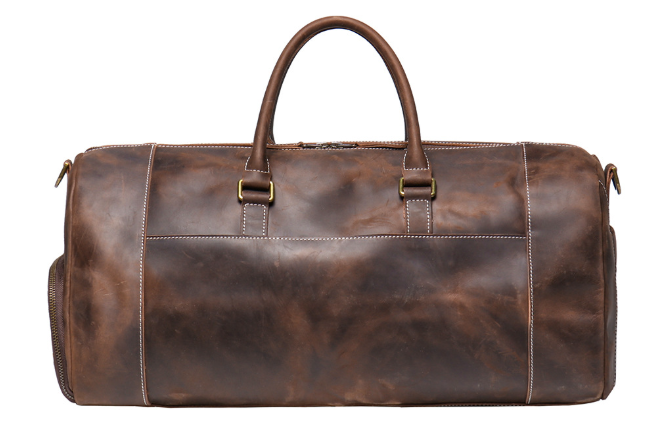 Vintage Full-Grain Crazy Horse Leather Weekender Bag