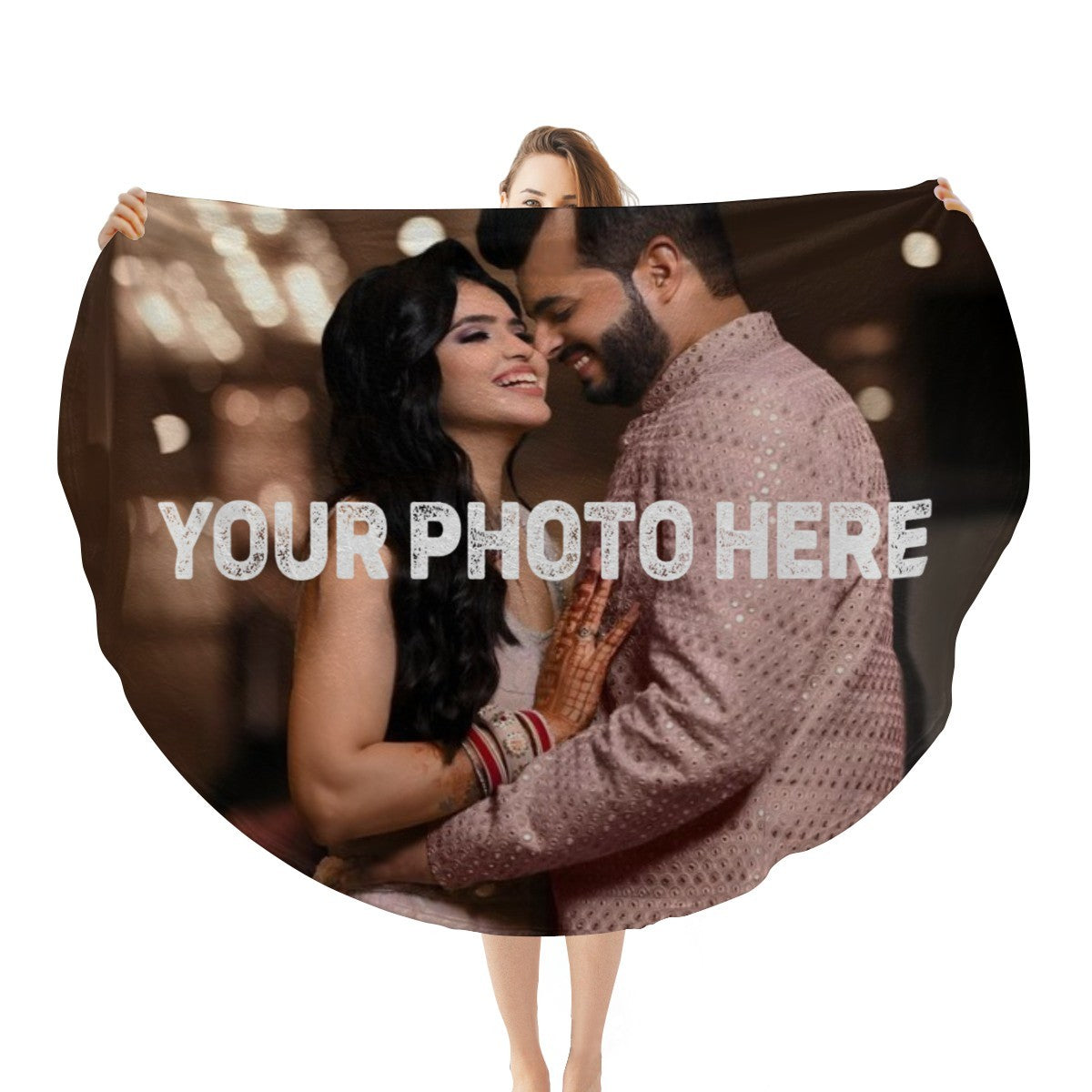 Custom Round Photo Flannel Blanket – 47 or 60 Inches
