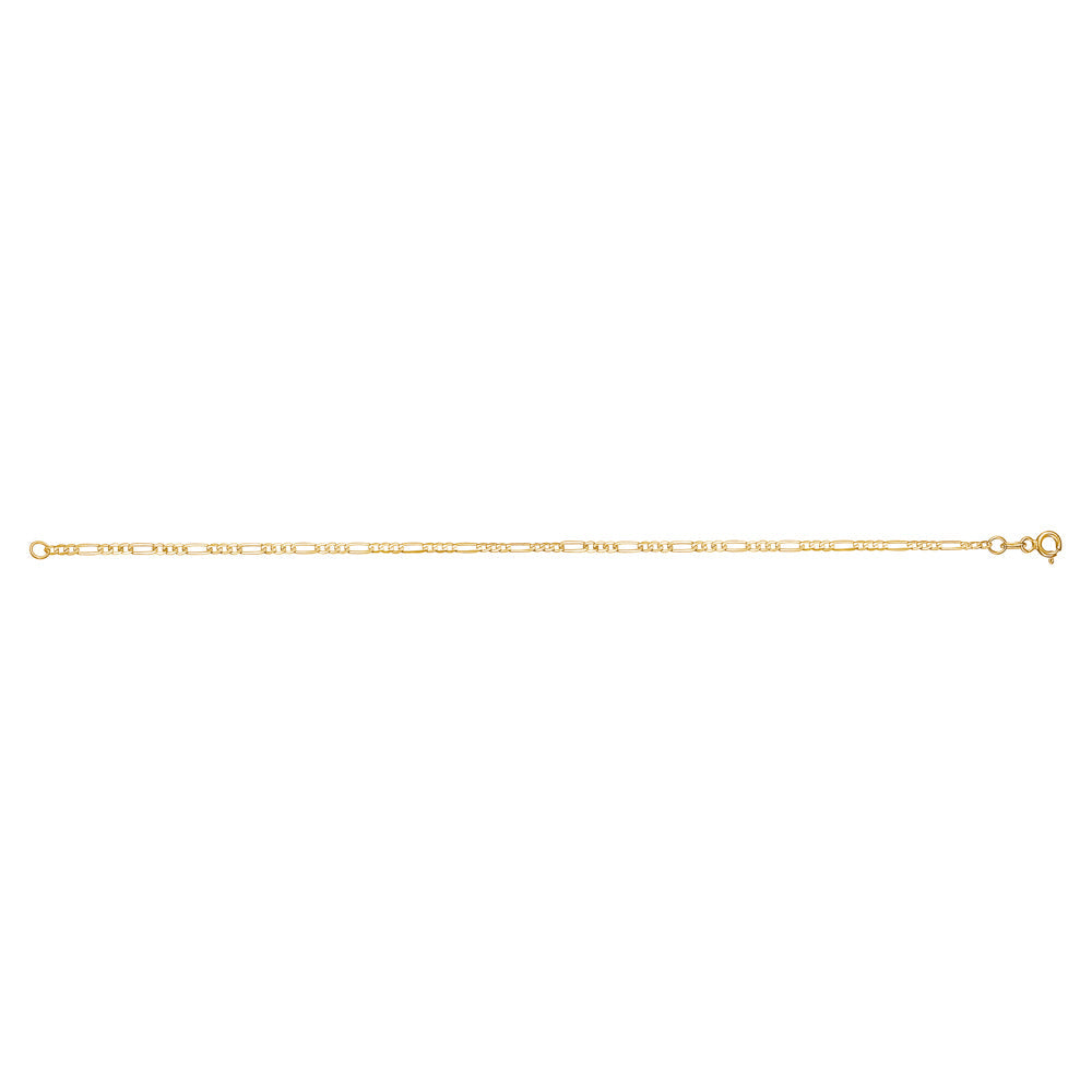 14K Solid Gold Men's Figaro Bracelet – 2mm