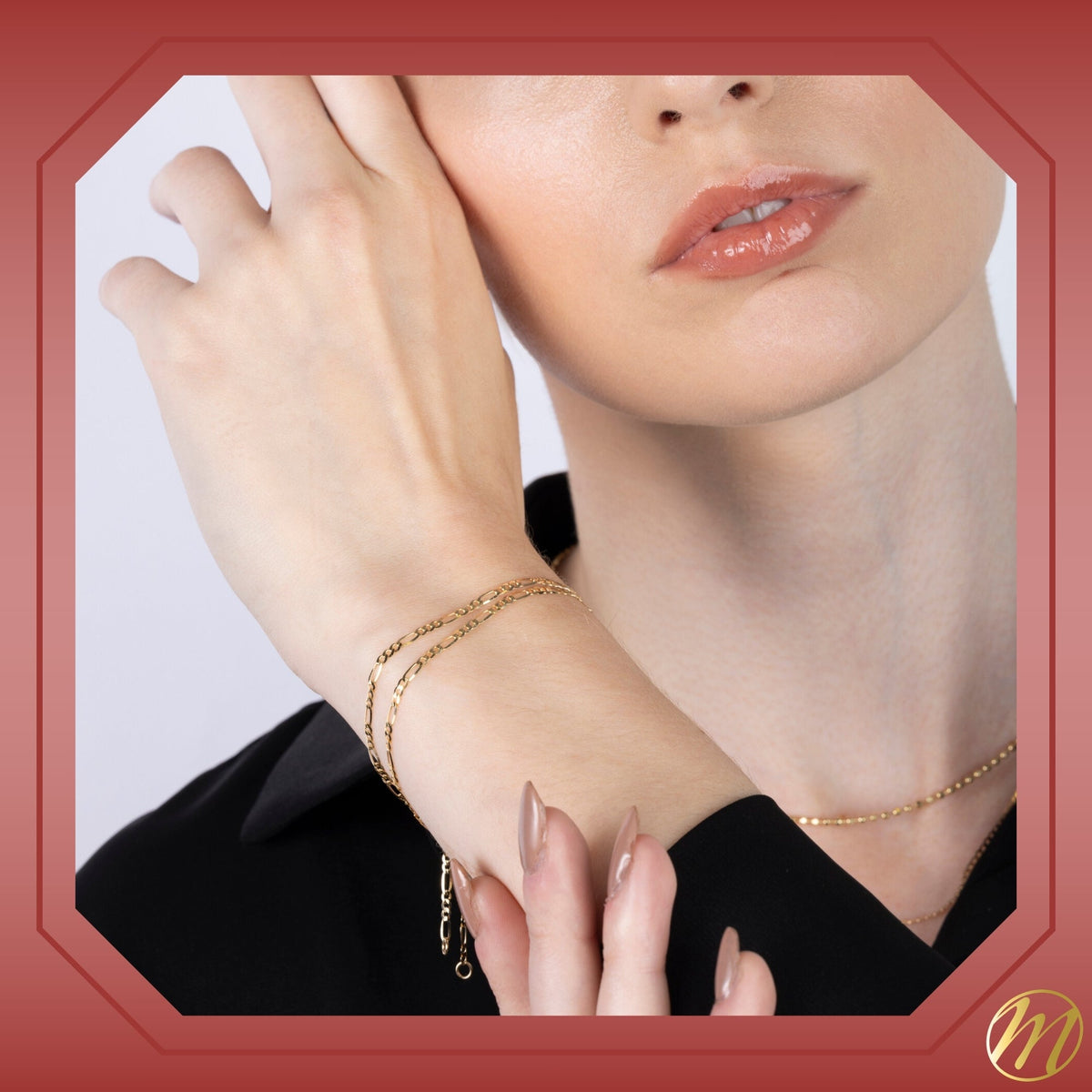 14K Solid Gold Men's Figaro Bracelet – 2mm