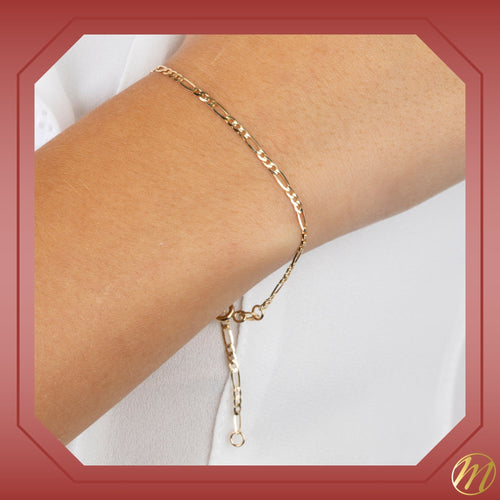 14K Solid Gold Men's Figaro Bracelet – 2mm