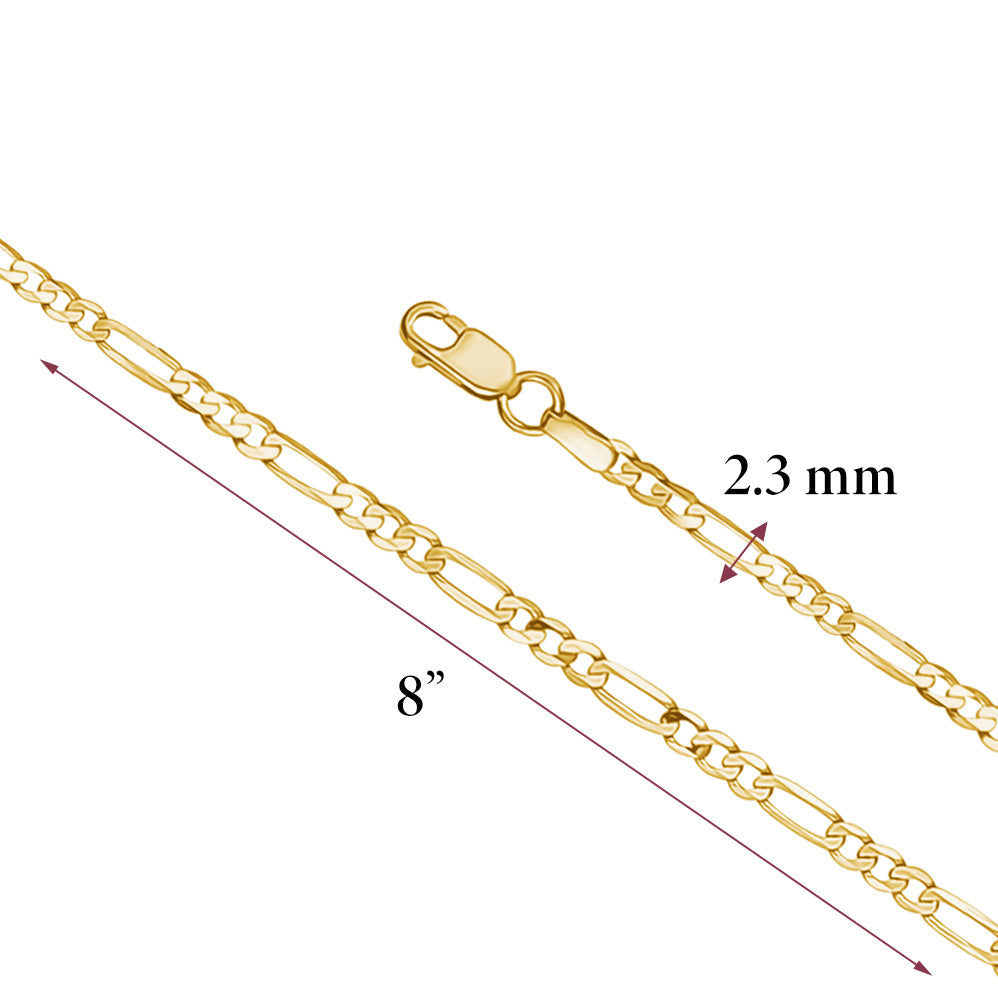 14K Solid Gold Men's Figaro Bracelet – 8.25 Inch