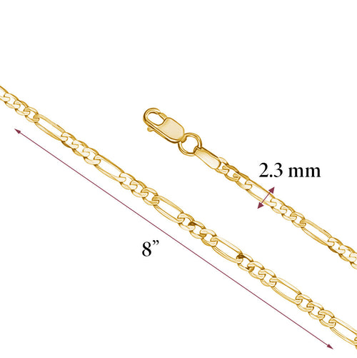 14K Solid Gold Men's Figaro Bracelet – 8.25 Inch