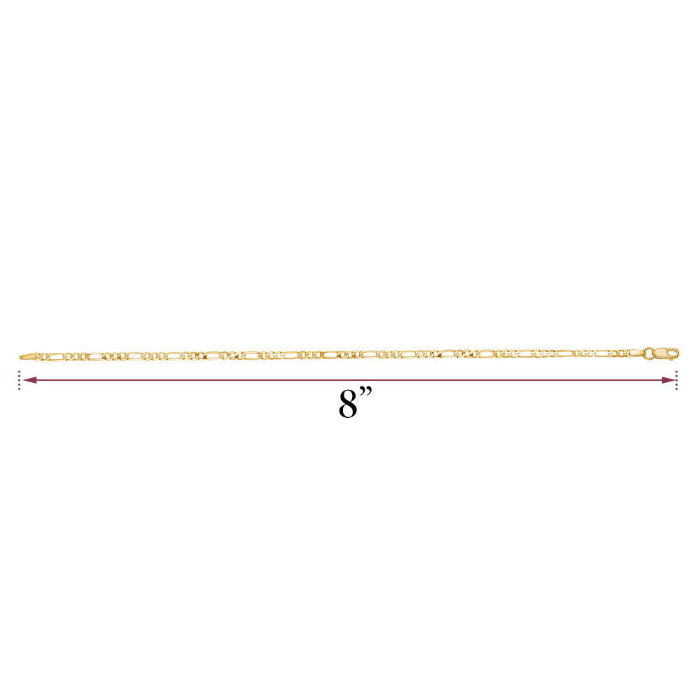 14K Solid Gold Men's Figaro Bracelet – 8.25 Inch