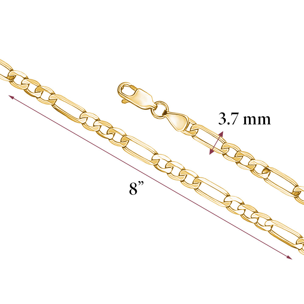 14K Solid Gold Men's Figaro Bracelet – 8.25 Inch