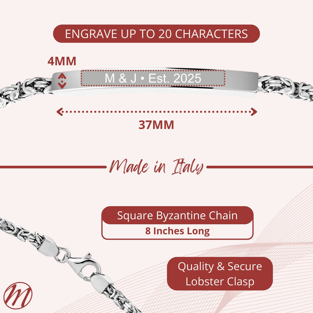 Men's 925 Sterling Silver Engravable ID Bracelet
