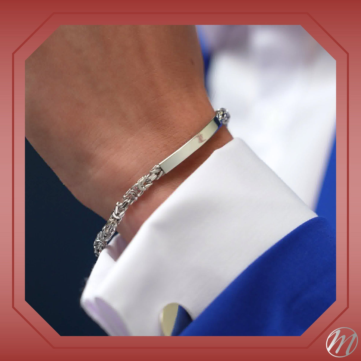 Men's 925 Sterling Silver Engravable ID Bracelet