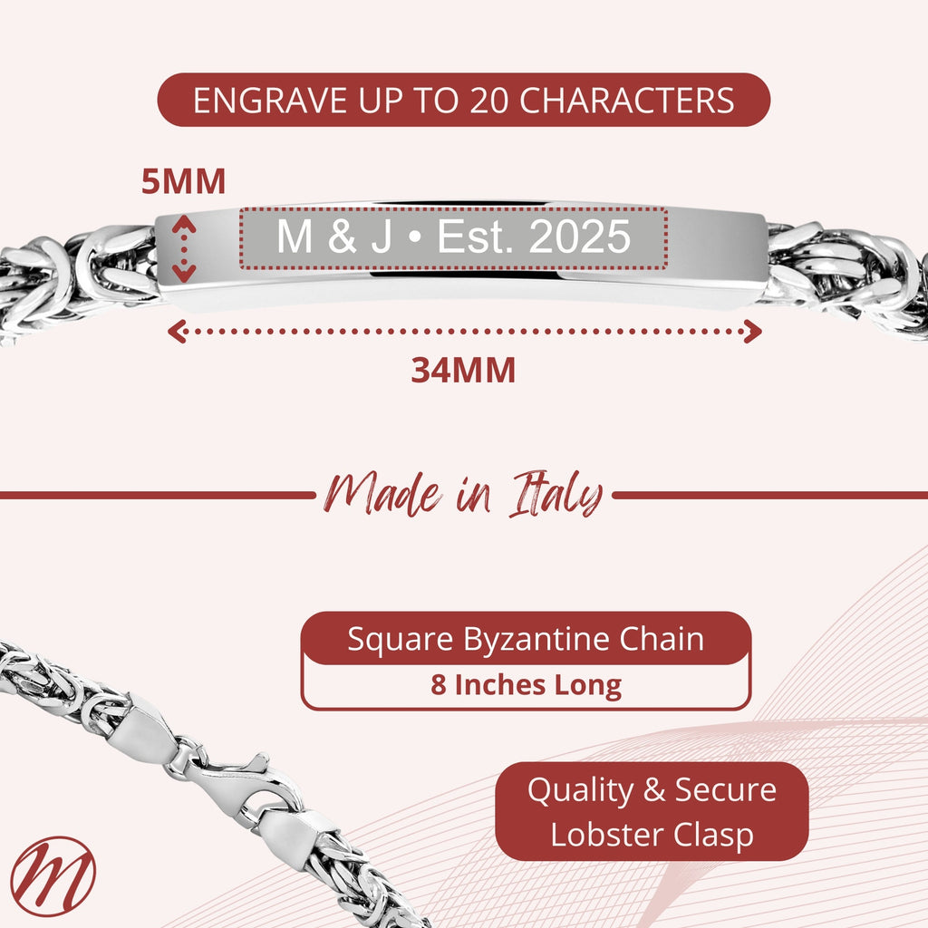 Men's 925 Sterling Silver Engravable ID Bracelet