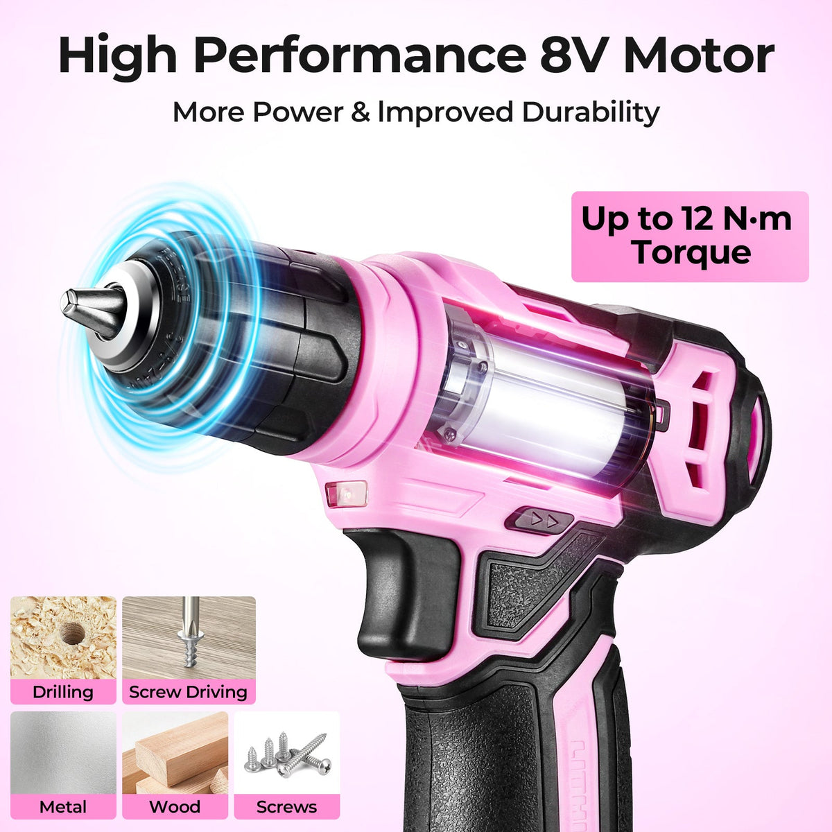 Cordless Drill & Household Tool Set, 119 Pieces