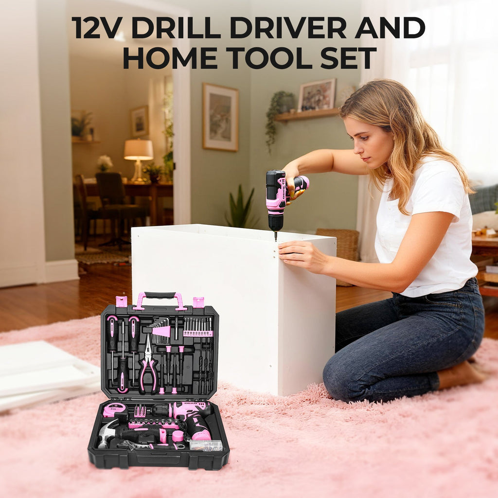Cordless Drill & Household Tool Set, 119 Pieces