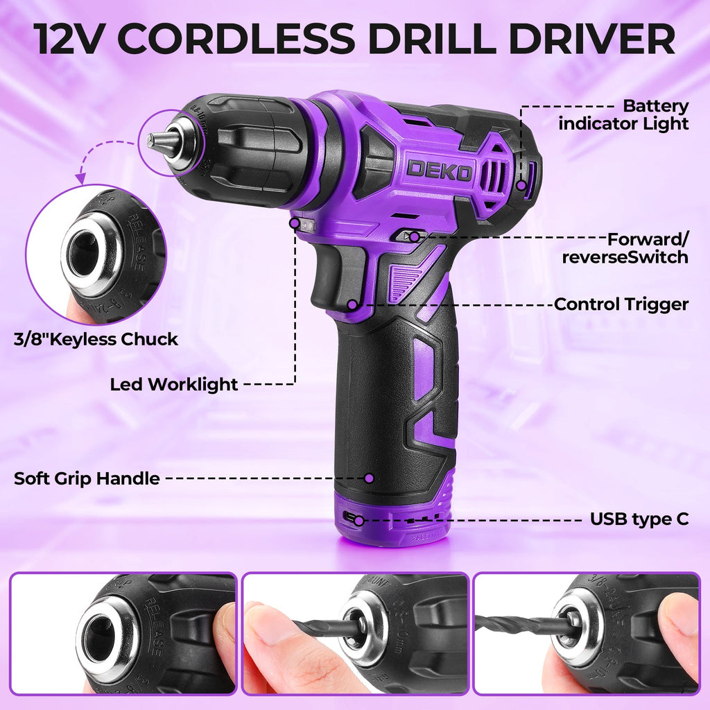 Cordless Drill & Household Tool Set, 119 Pieces