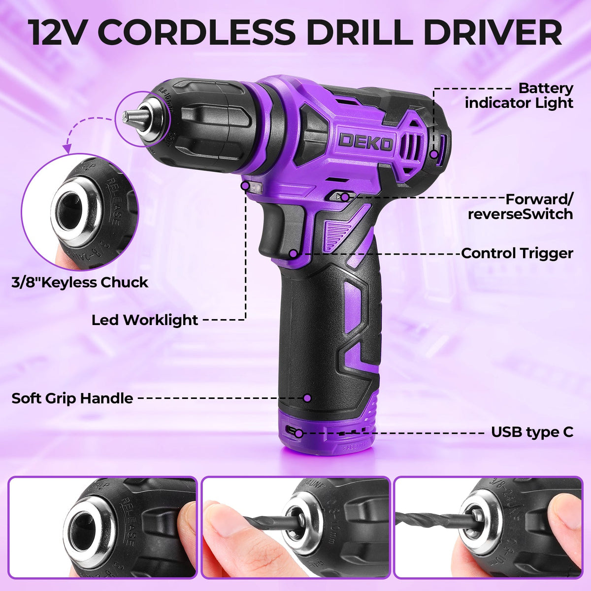 Cordless Drill & Household Tool Set, 119 Pieces