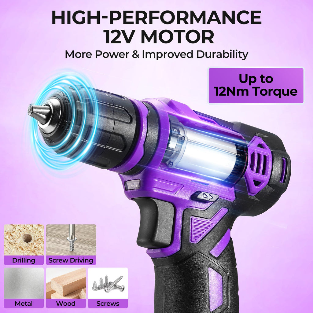 Cordless Drill & Household Tool Set, 119 Pieces
