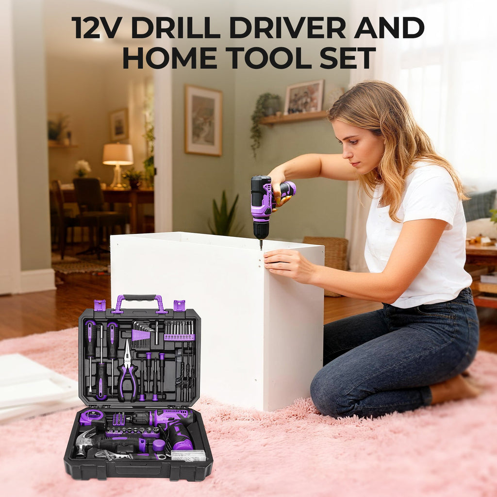 Cordless Drill & Household Tool Set, 119 Pieces
