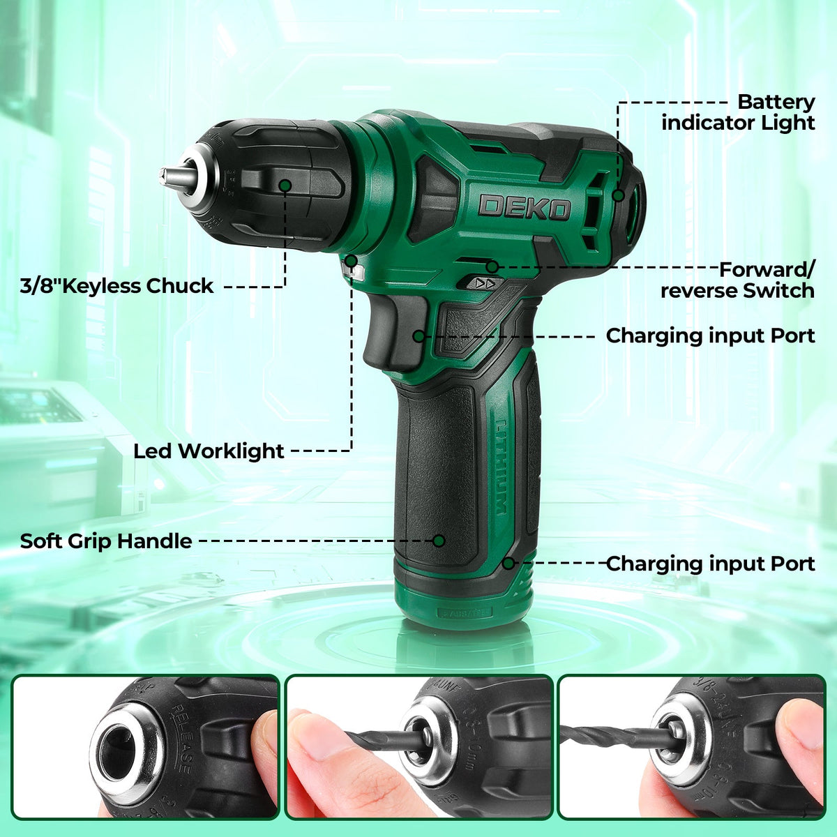 Cordless Drill & Household Tool Set, 119 Pieces