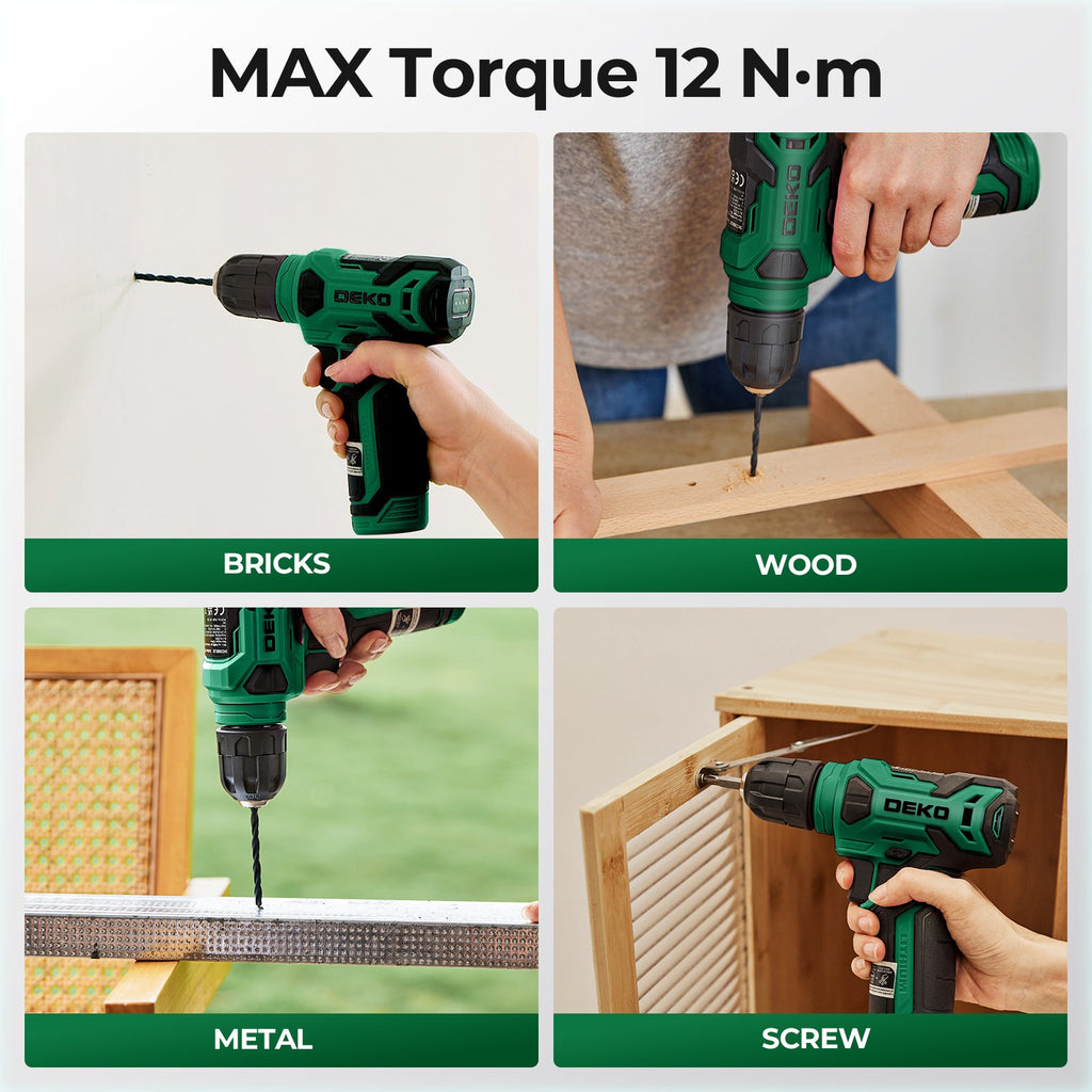 Cordless Drill & Household Tool Set, 119 Pieces