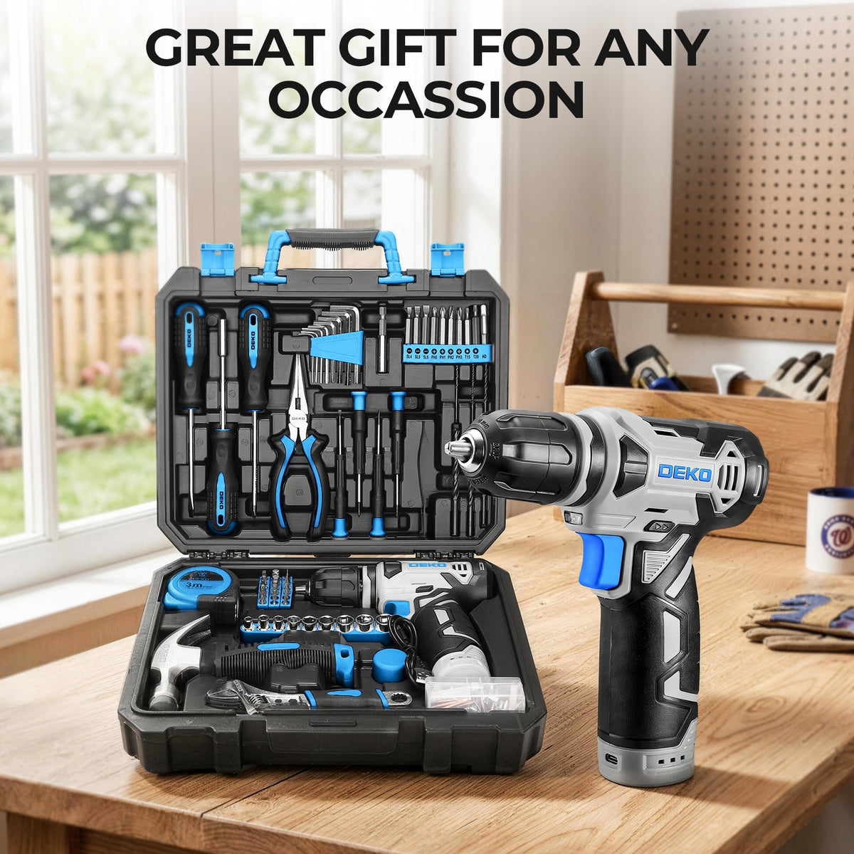 Cordless Drill & Household Tool Set, 119 Pieces