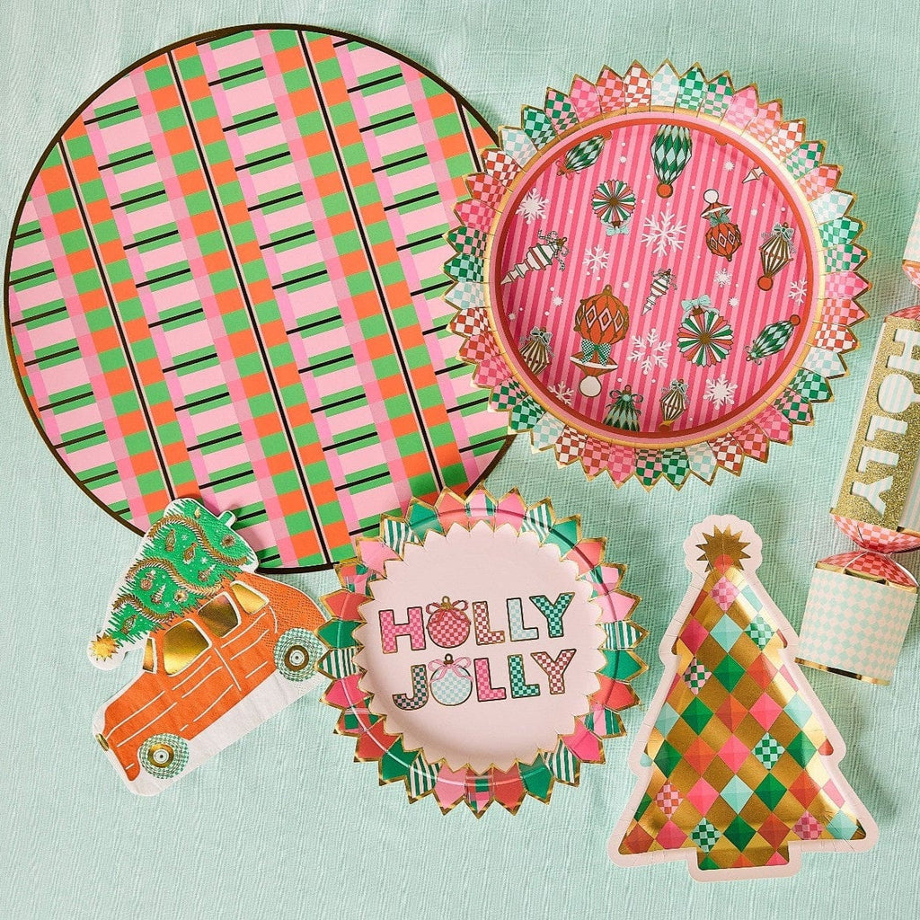 Christmas Plaid Round Placemats – Set of 10
