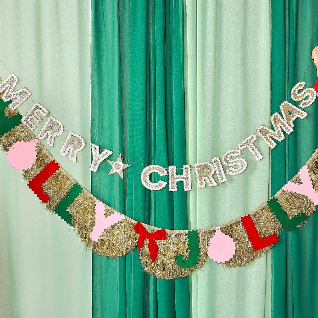 Merry Christmas Gold Shimmer Banner – 80 in