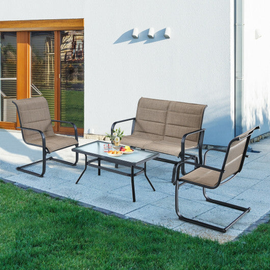 4-Piece Patio Set with Glider Loveseat & Coffee Table