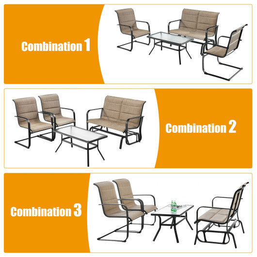 4-Piece Patio Set with Glider Loveseat & Coffee Table