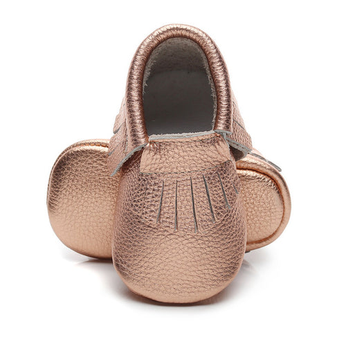 Baby First-Walker Slip-On Shoes – Fringe & Bow Styles