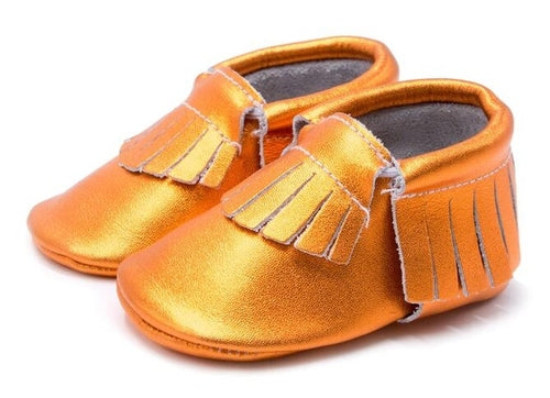 Baby First-Walker Slip-On Shoes – Fringe & Bow Styles